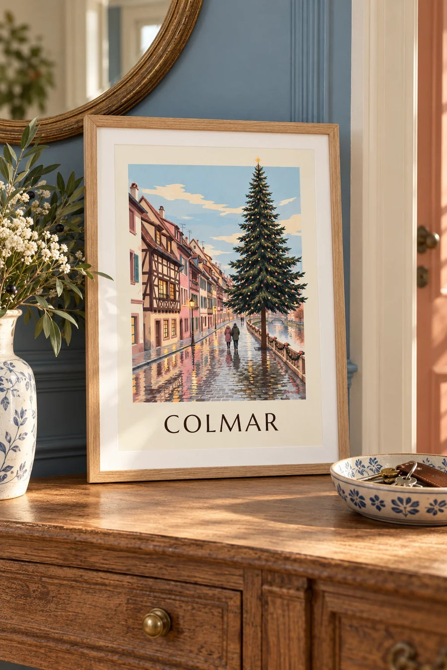 Stampa del Quai de la Poissonnerie a Colmar : piccolo formato A4 con cornice