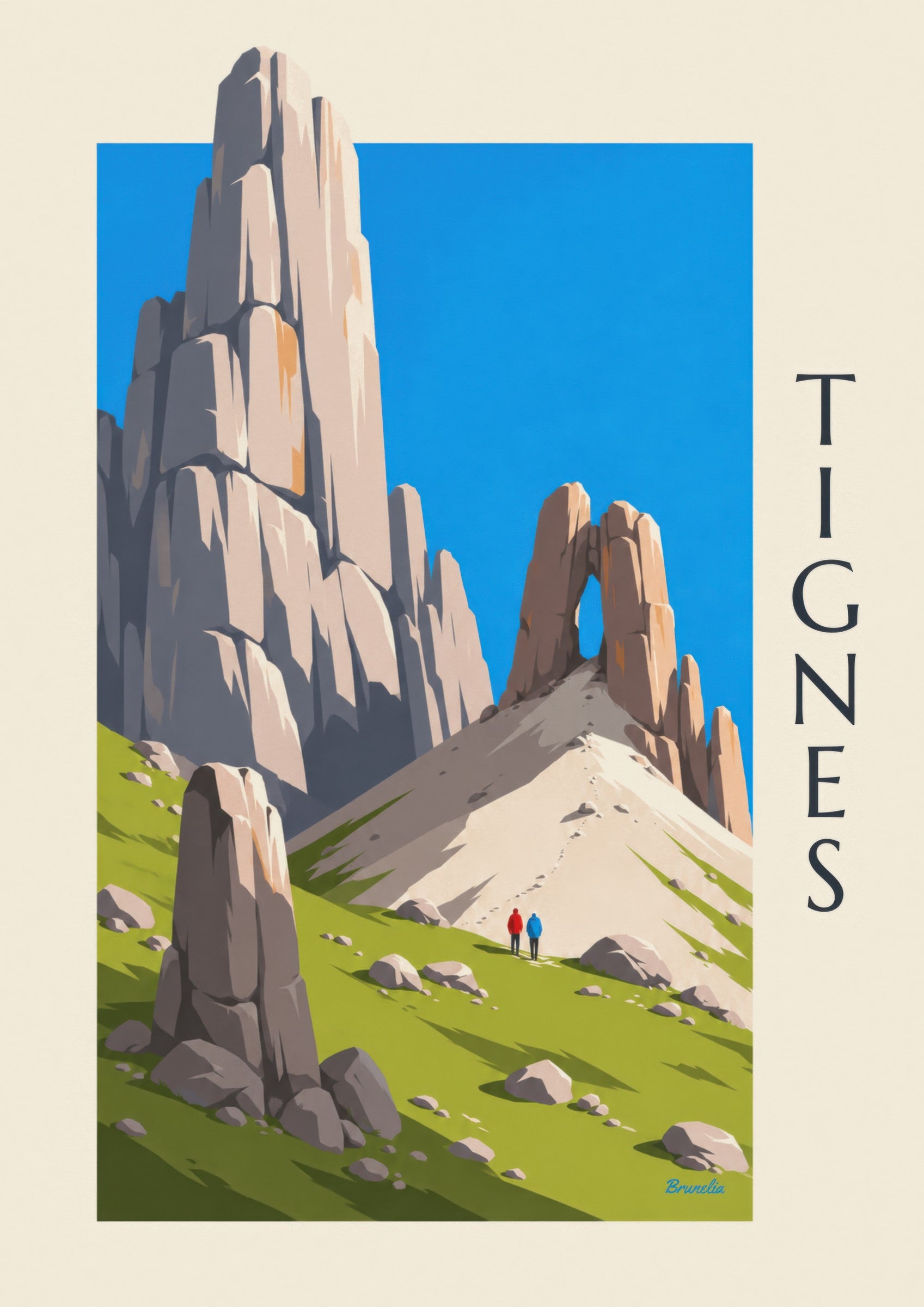 Affiche Tignes, l’Aiguille Percée: dettaglio in primo piano