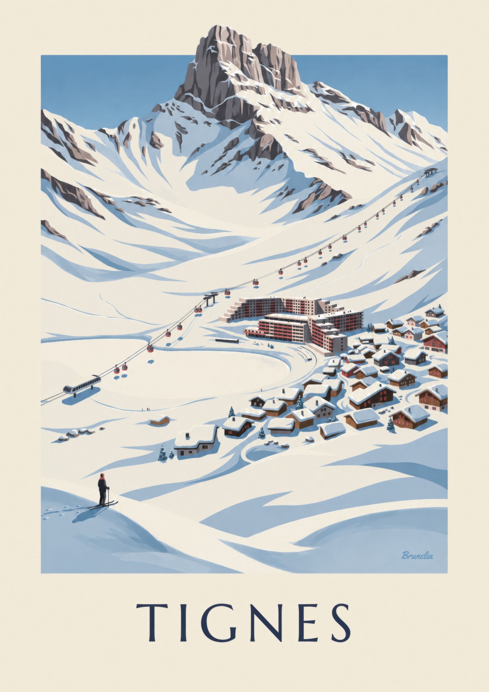 Affiche Tignes-Le Lac sous la neige: dettaglio in primo piano