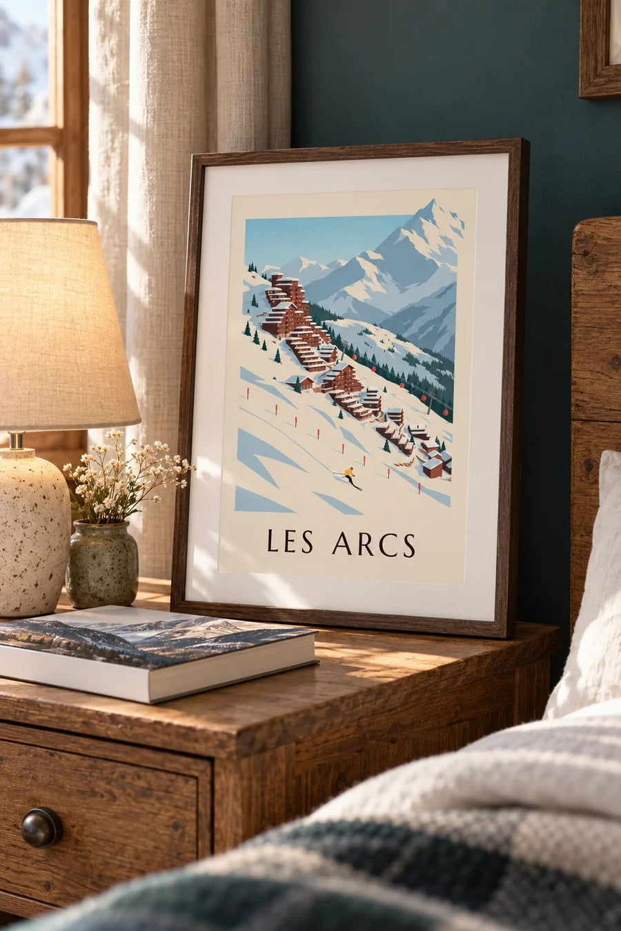 Affiche Les Arcs, Arc 2000 en gradins : petit format A4 encadré