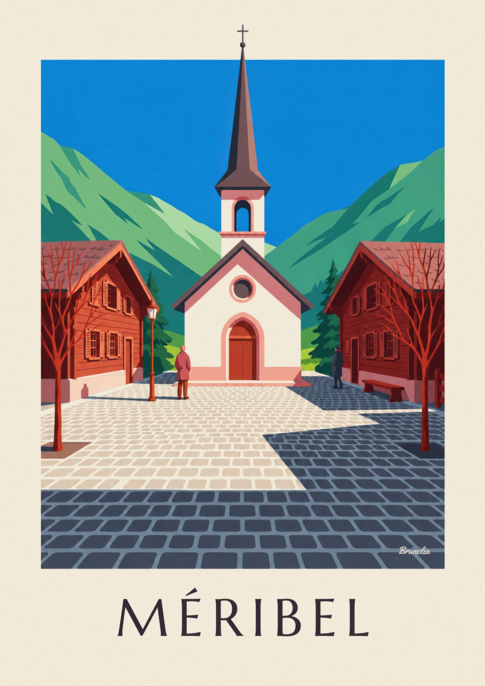 Poster di Méribel, cappella rosa: dettaglio in primo piano