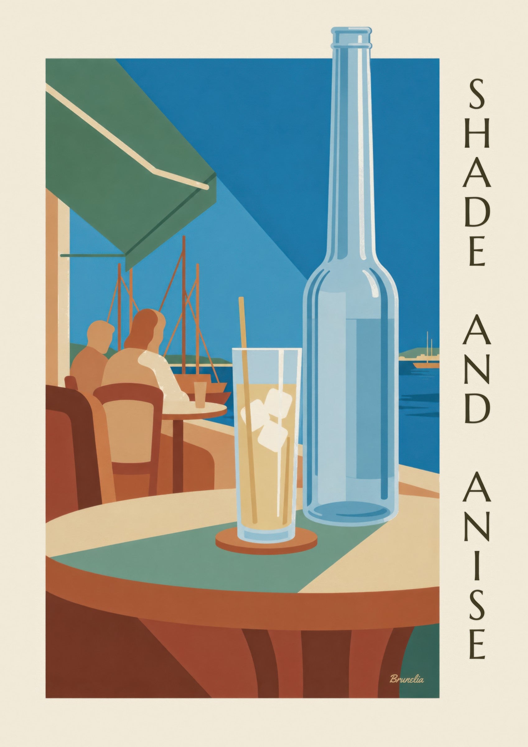 Affiche pastis et carafe d’eau au port: dettaglio in primo piano