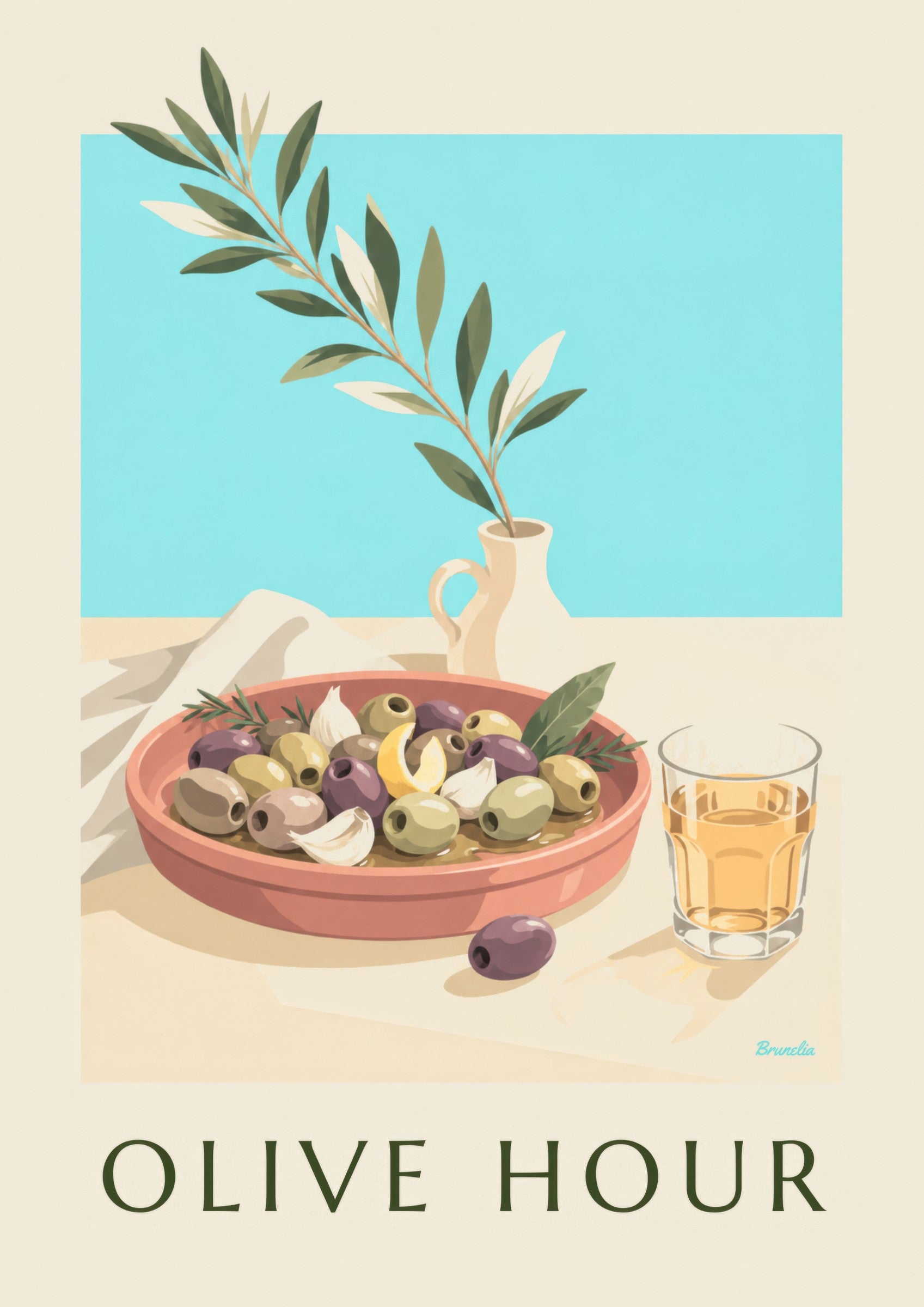 Affiche olives de Provence à l'apéritif: dettaglio in primo piano