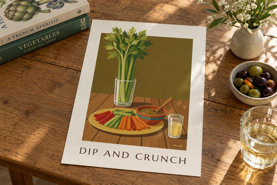 Affiche anchoïade et légumes croquants : posée sur une table