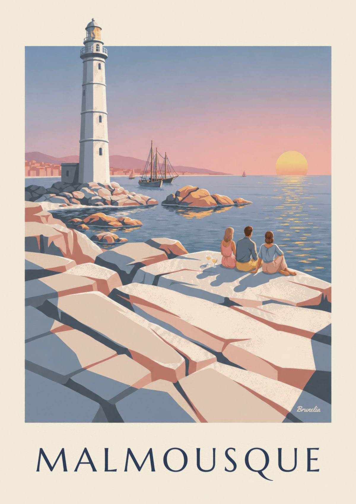 Affiche apéritif au coucher du soleil à Malmousque