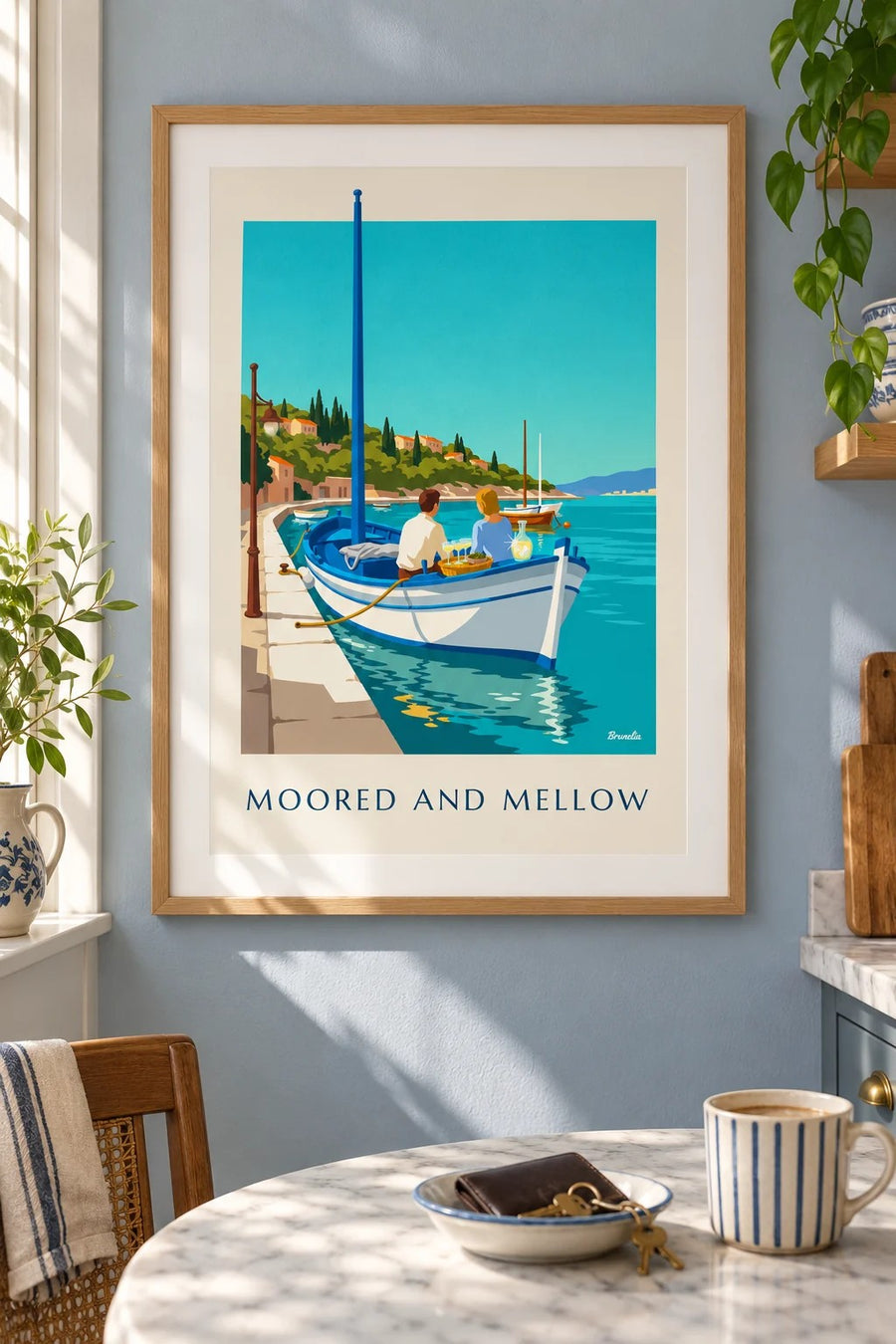 Affiche con aperitivo a bordo di un pointu : incorniciato alla parete