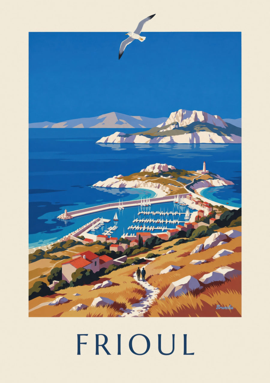 Affiche port des îles du Frioul à Marseille