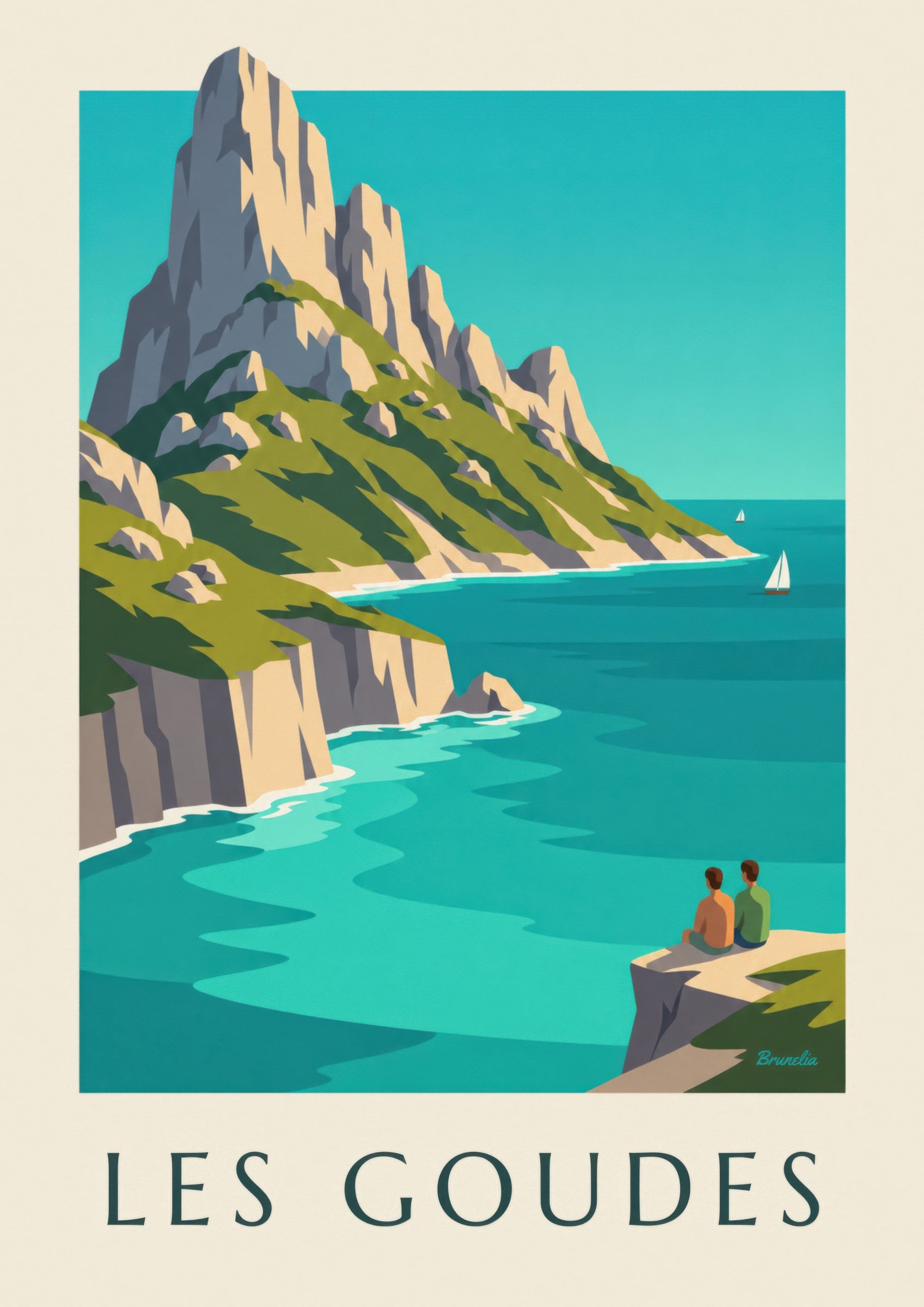 Affiche île Maïre face aux Goudes, eau turquoise: dettaglio in primo piano
