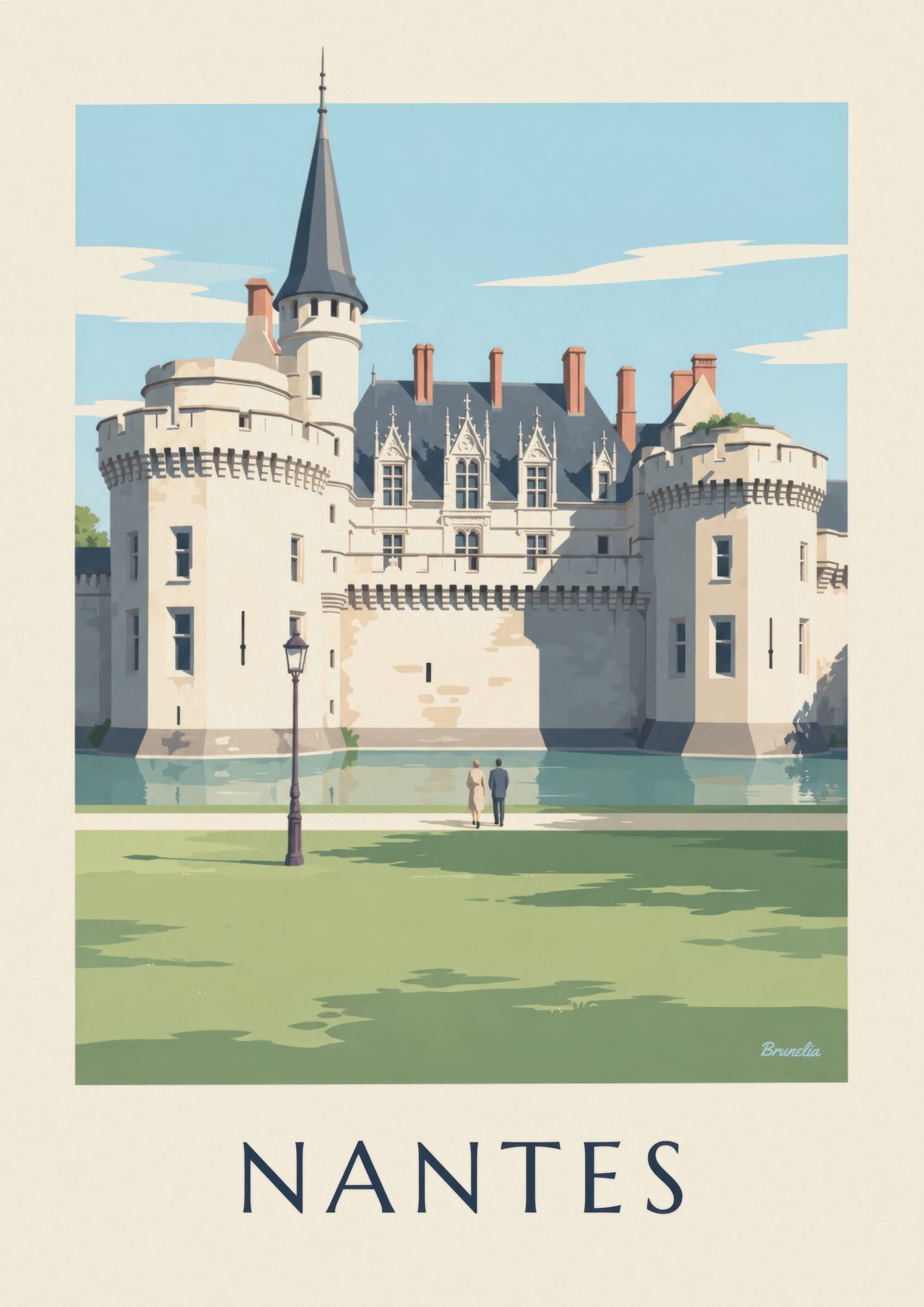 Stampa del castello dei duchi di Bretagna a Nantes: dettaglio in primo piano