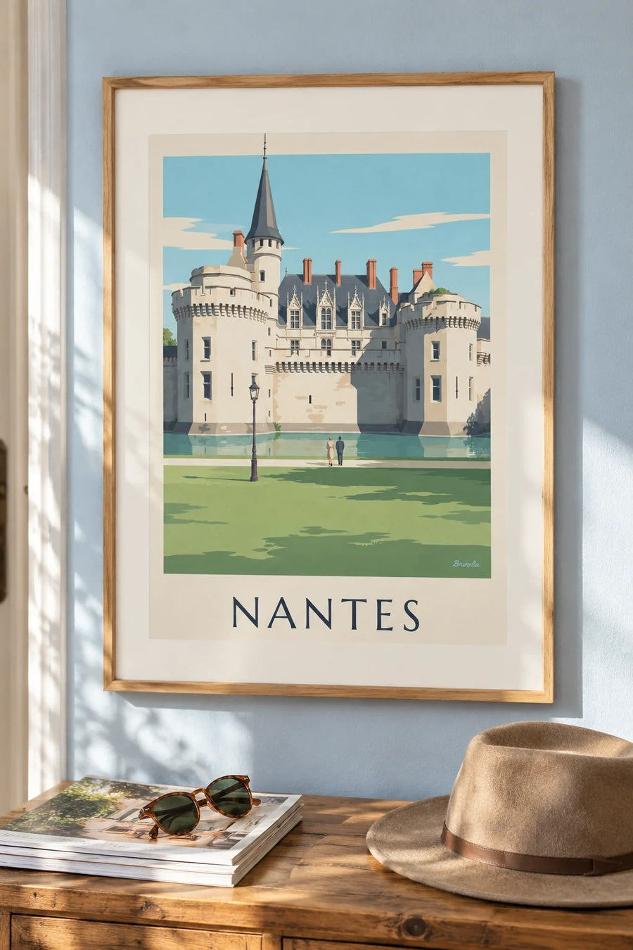Affiche château des ducs de Bretagne à Nantes : encadrée au mur