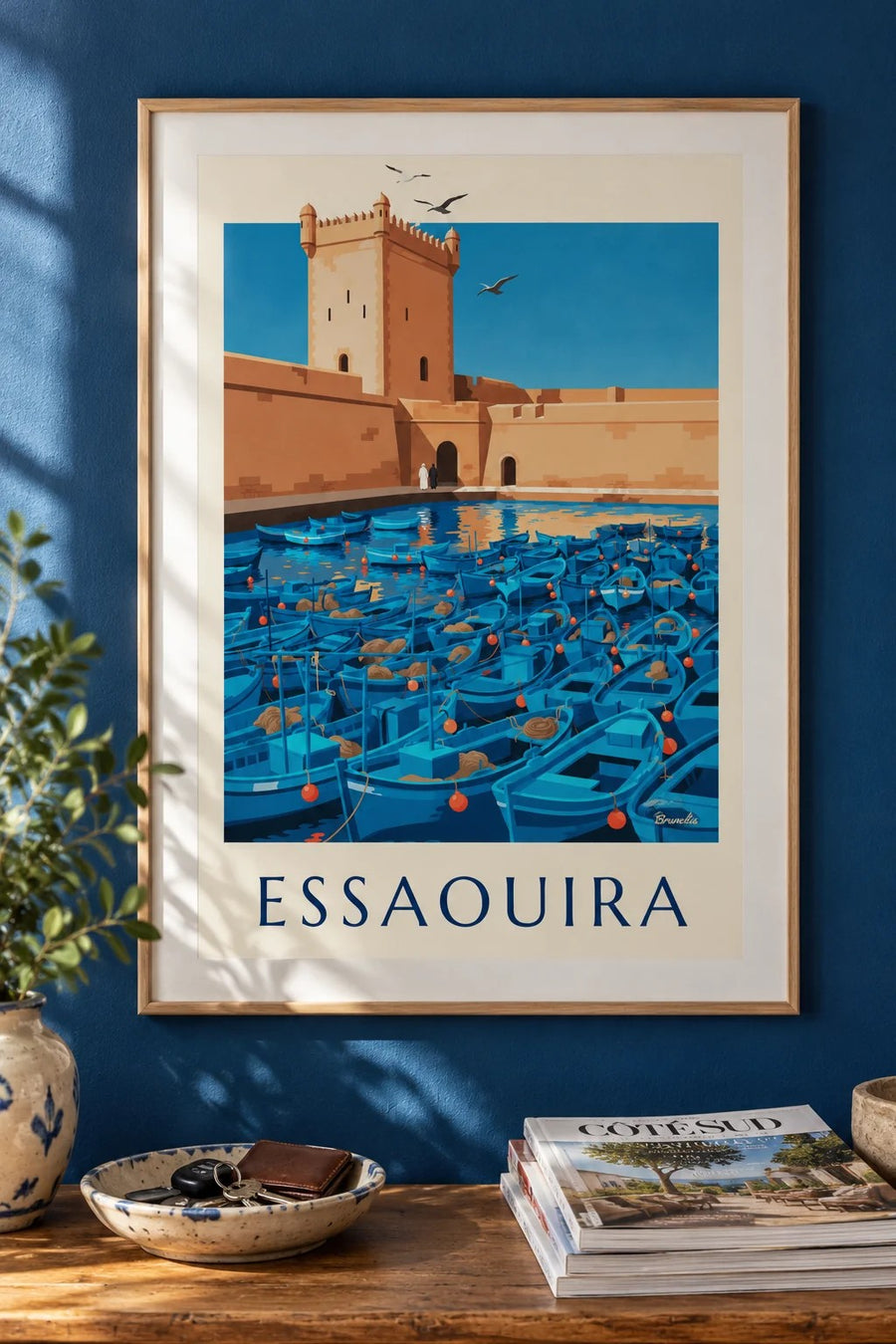 Stampa del porto di Essaouira, torre della Skala : incorniciato alla parete
