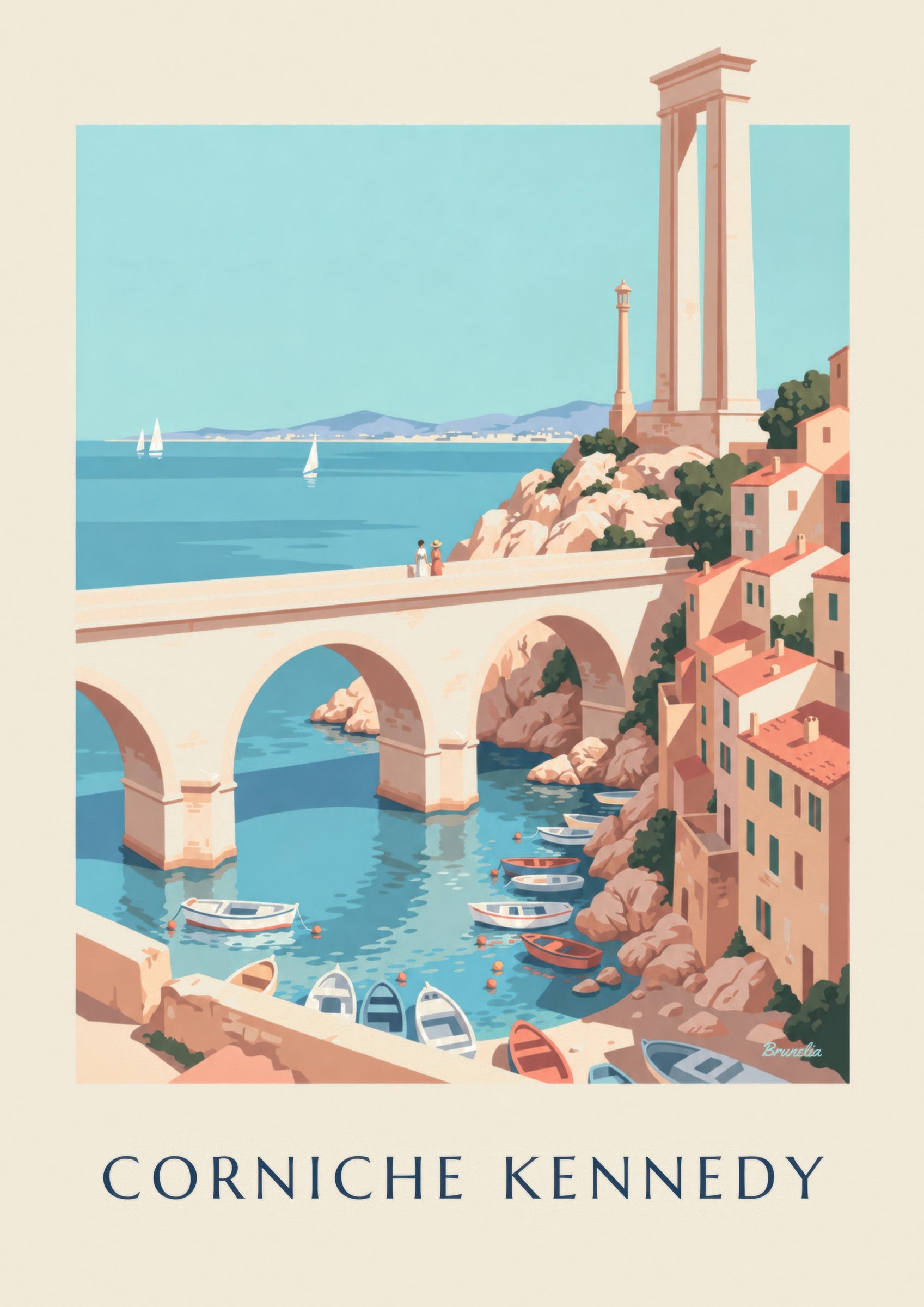Affiche Corniche Kennedy à Marseille: dettaglio in primo piano