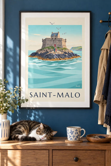 Poster del forte del Petit Bé a Saint-Malo : incorniciato alla parete