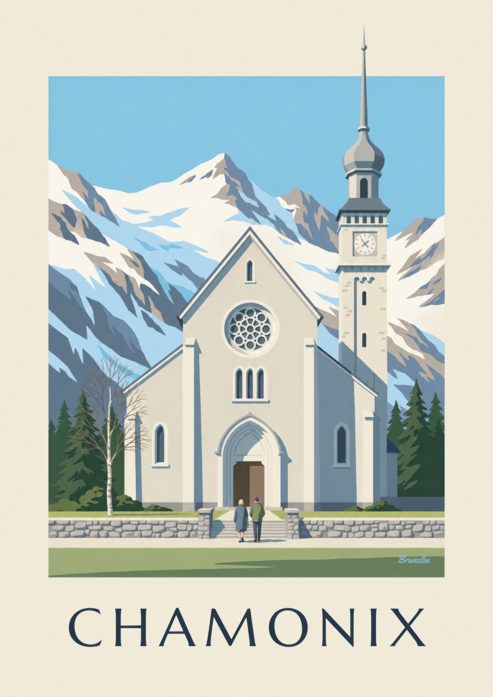 Affiche église Saint-Michel de Chamonix: dettaglio in primo piano