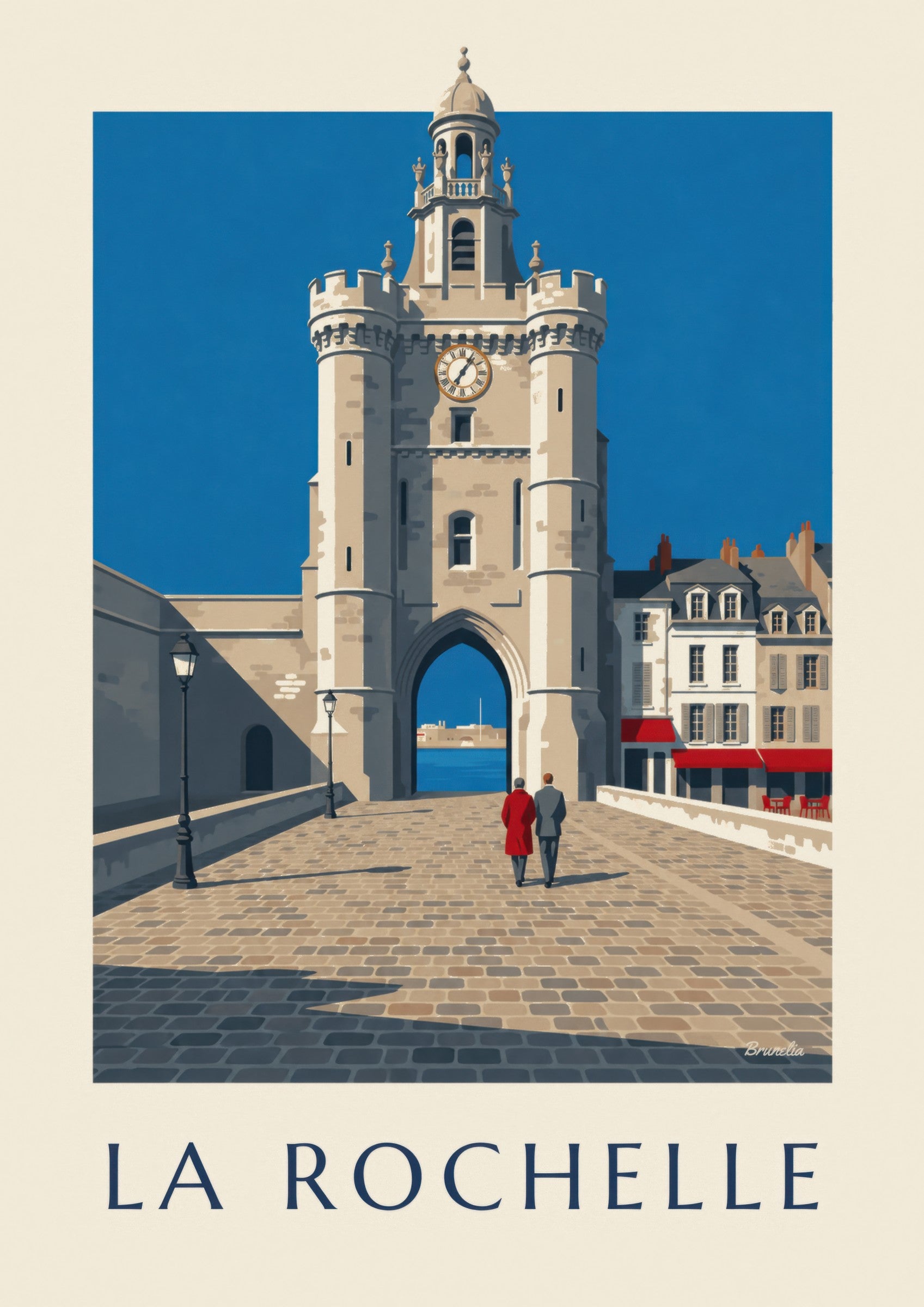 Affiche porte de la Grosse Horloge à La Rochelle: dettaglio in primo piano