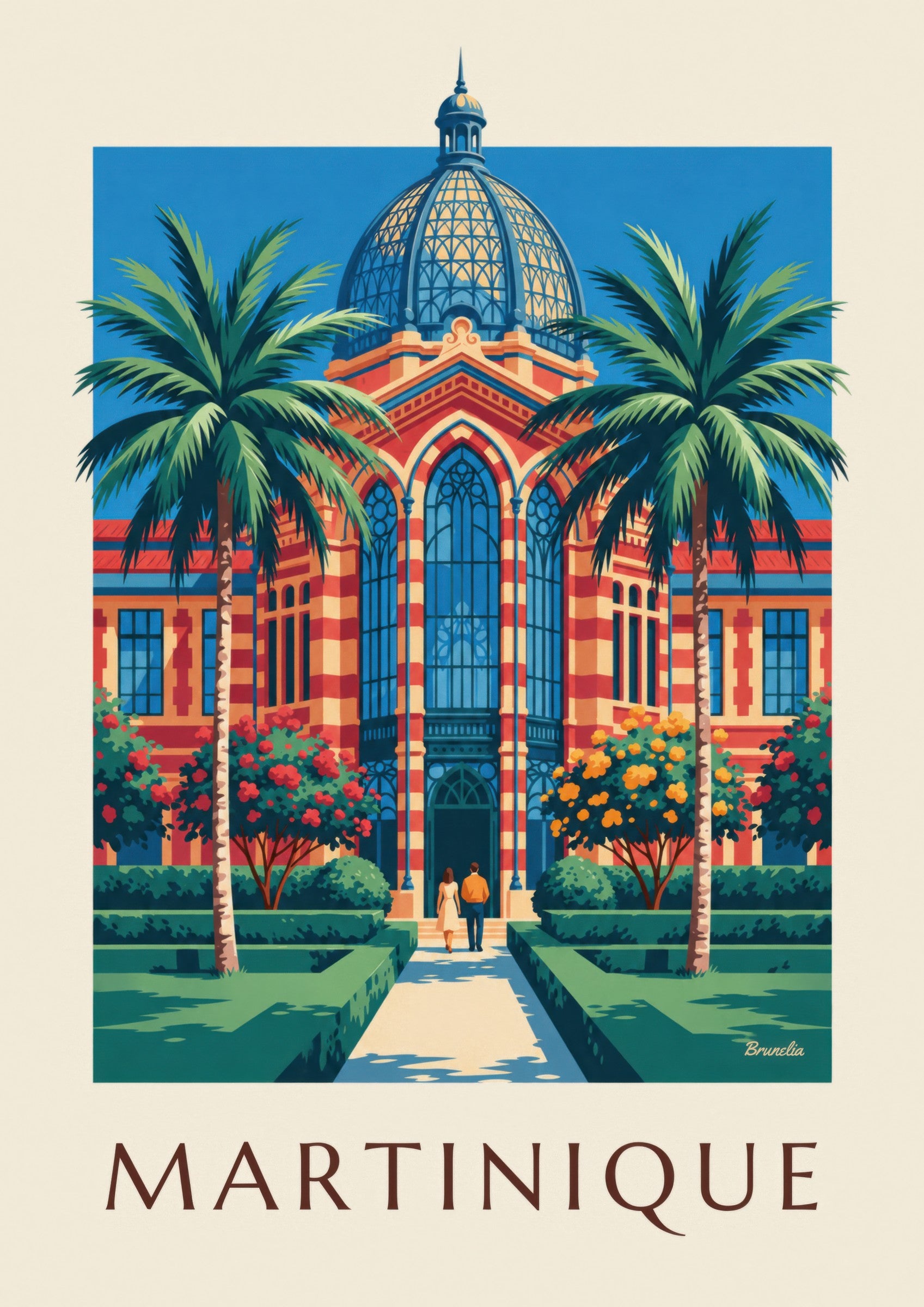 Affiche Martinique, bibliothèque Schœlcher à Fort-de-France: dettaglio in primo piano