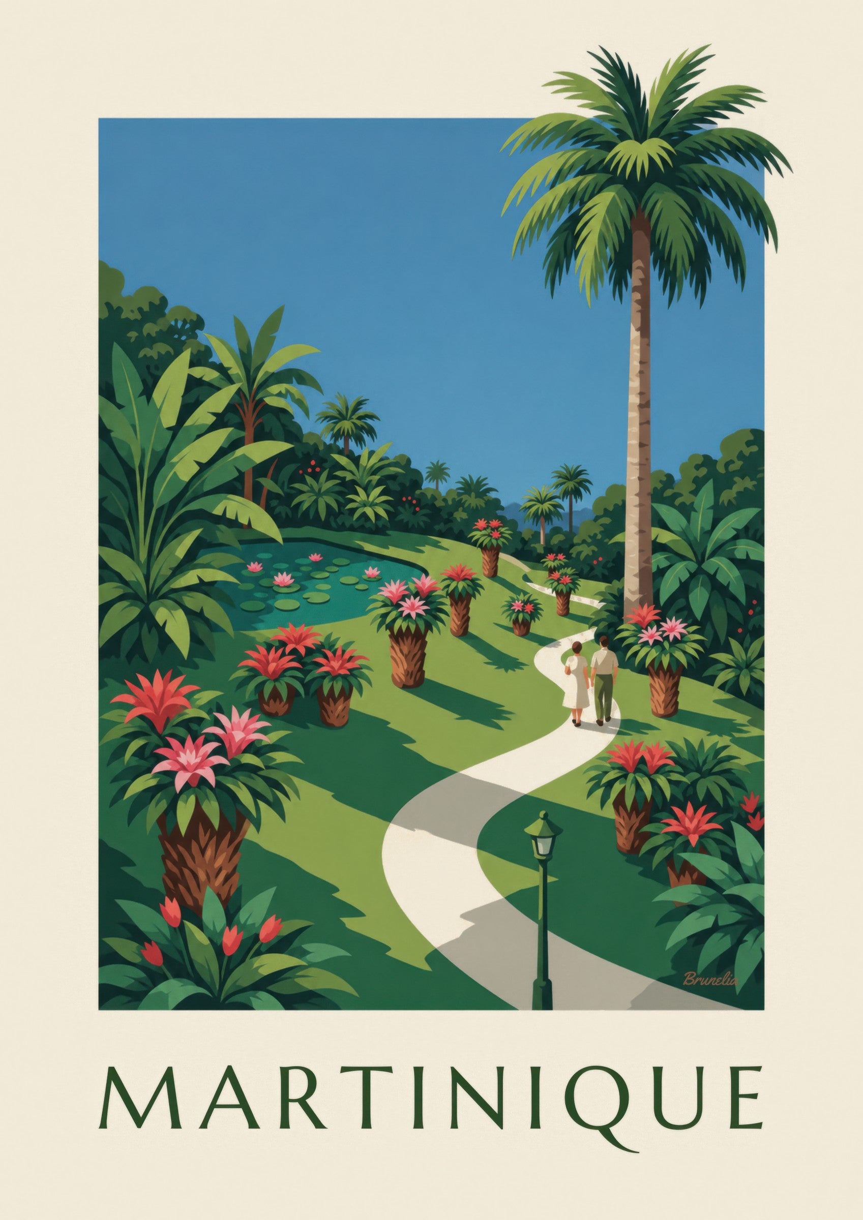 Affiche Martinique, jardin de Balata et broméliacées: dettaglio in primo piano