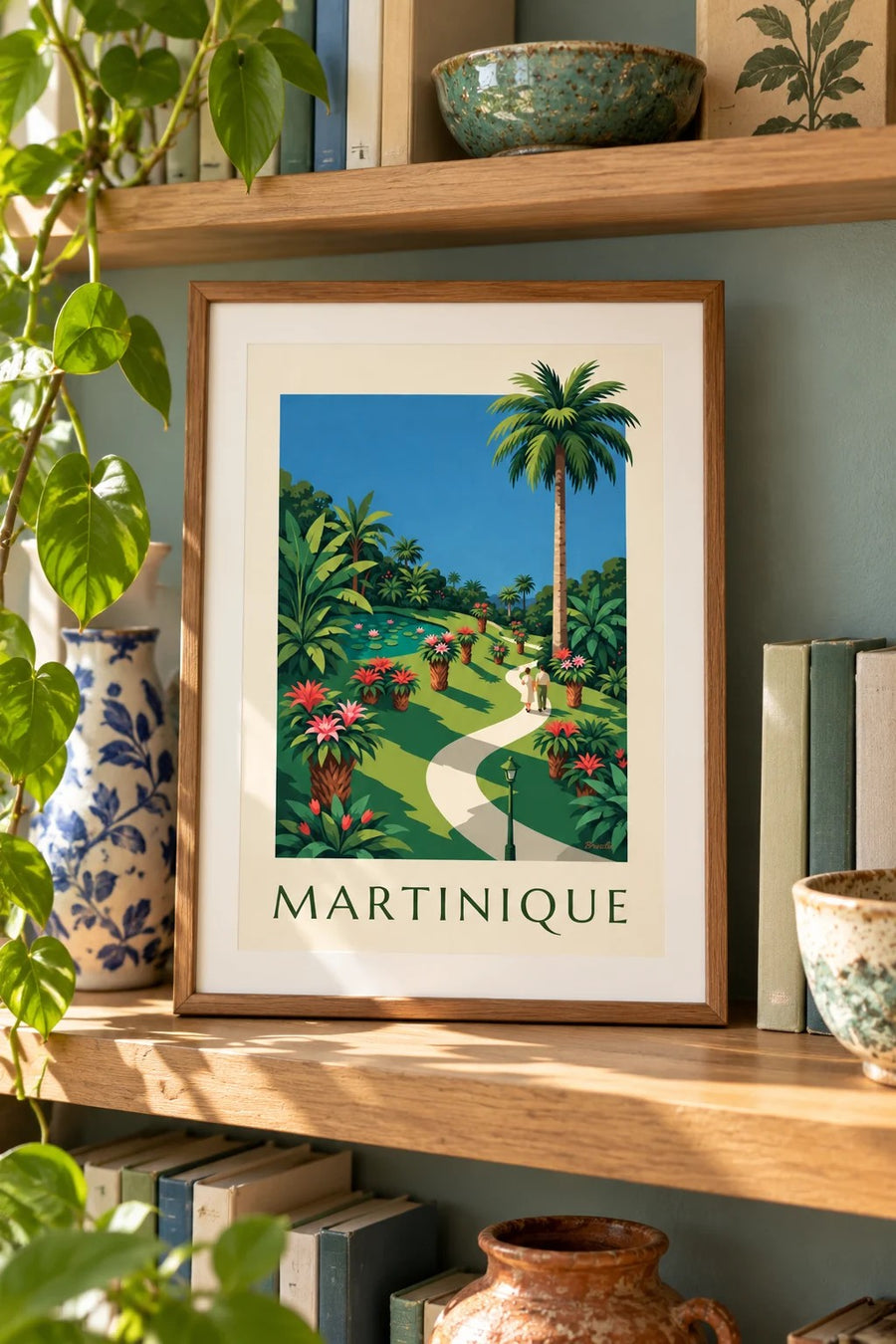 Affiche Martinique, jardin de Balata et broméliacées : petit format A4 encadré