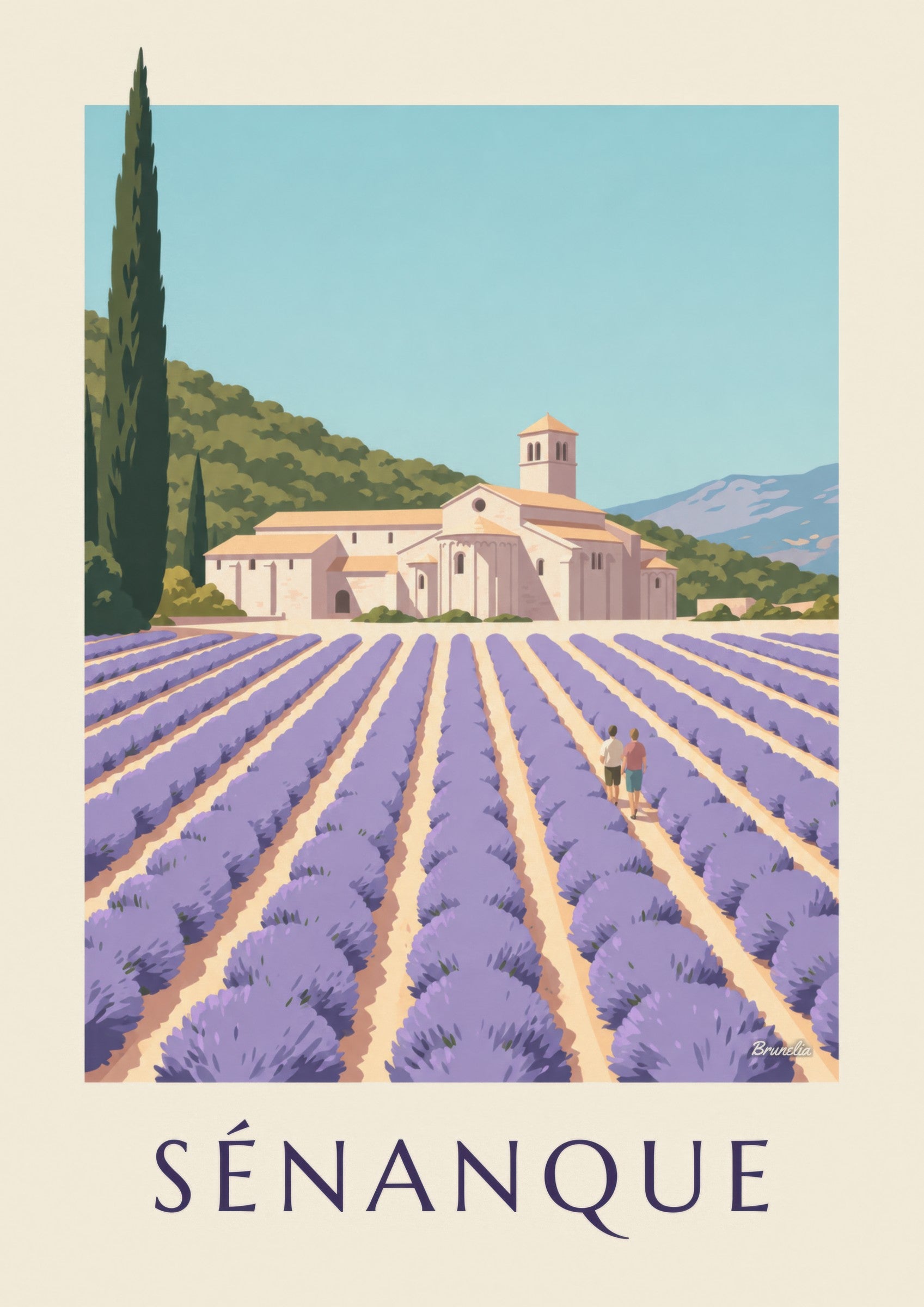 Affiche abbaye de Sénanque et lavande: dettaglio in primo piano