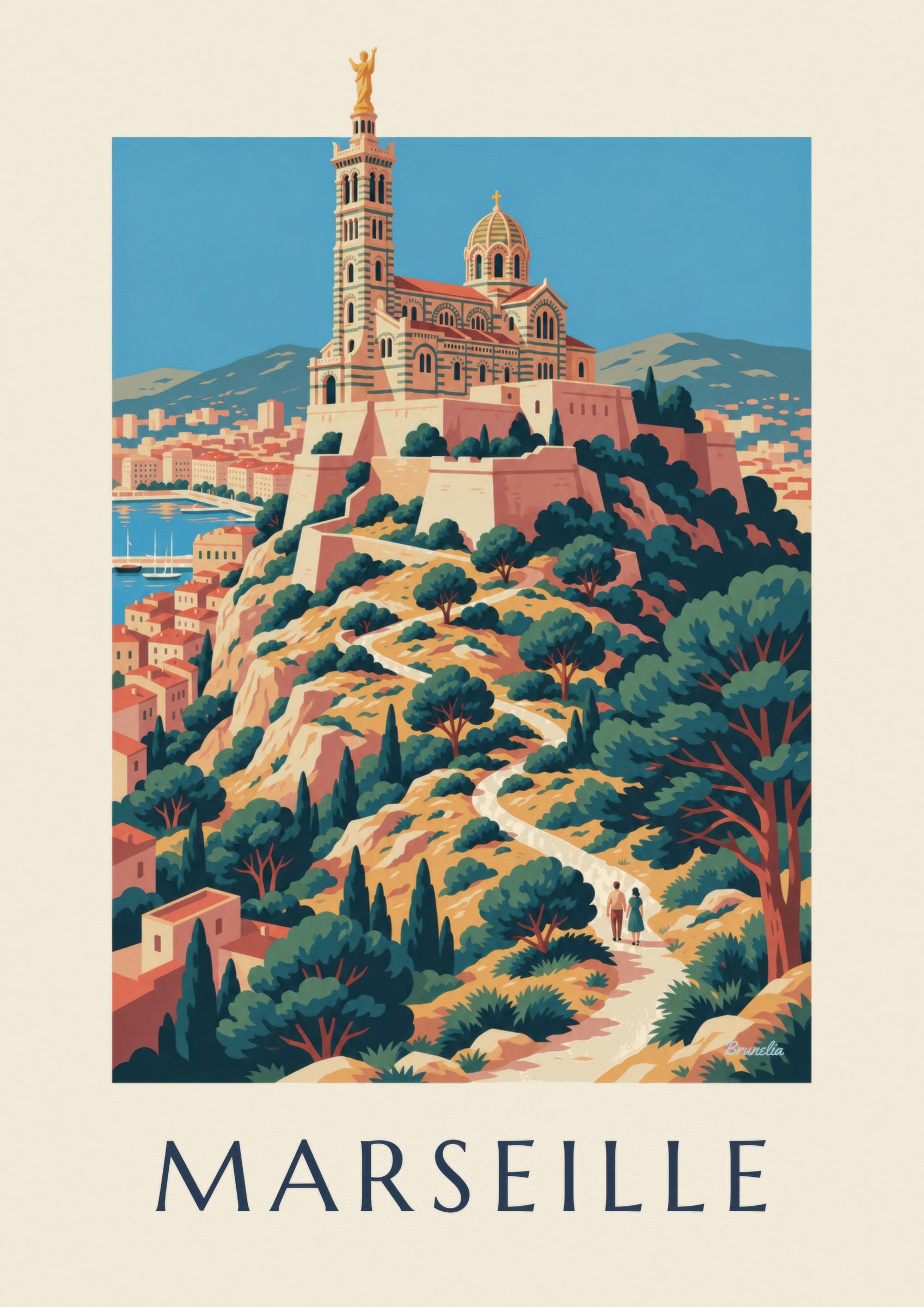 Affiche Notre-Dame-de-la-Garde au coucher du soleil: dettaglio in primo piano