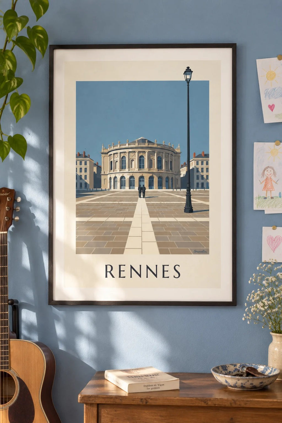 Affiche Rennes, l’opéra en rotonde place de la Mairie : encadrée au mur