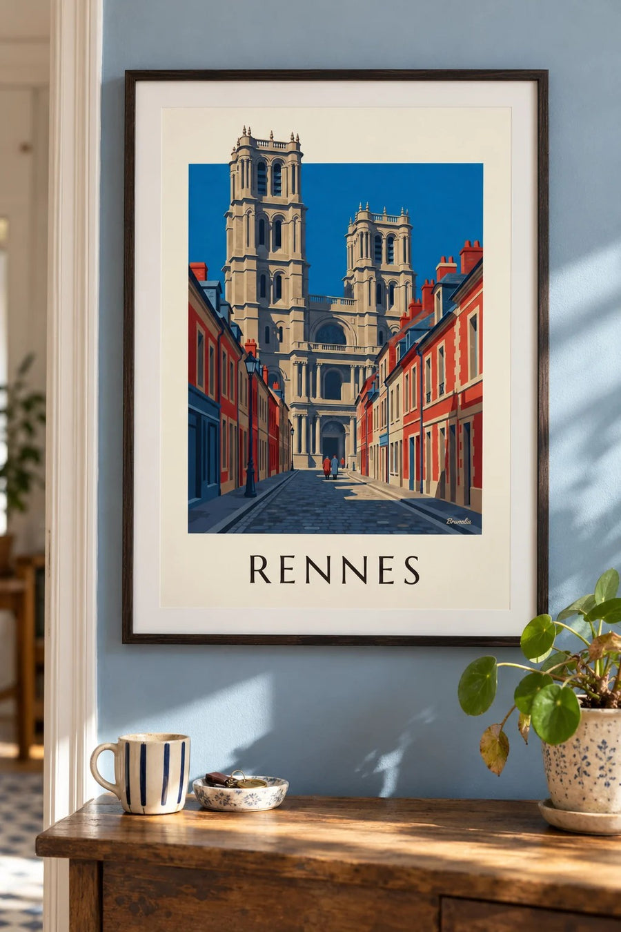 Affiche Rennes, cathédrale Saint-Pierre et ses tours : encadrée au mur