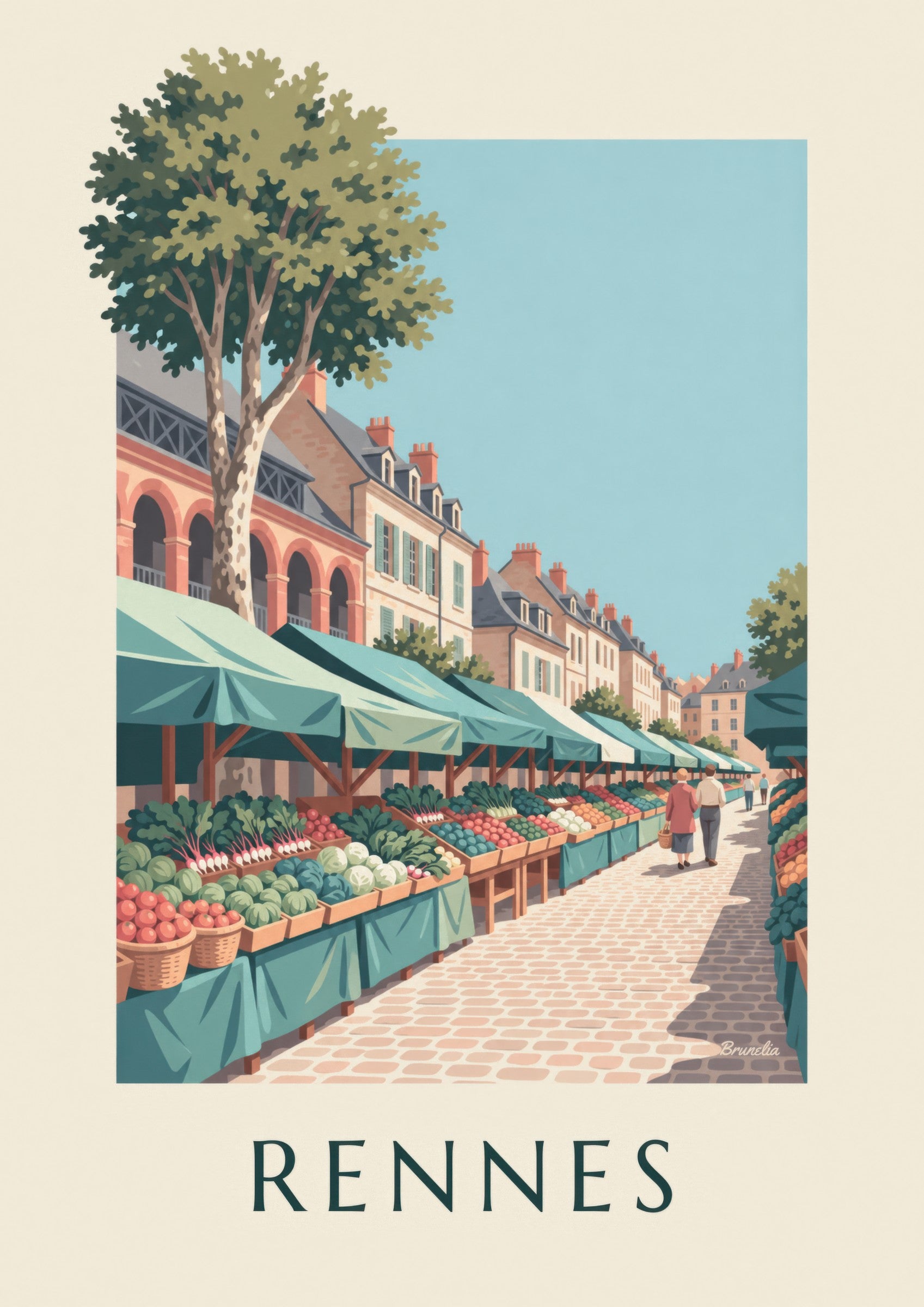 Affiche marché des Lices à Rennes: dettaglio in primo piano