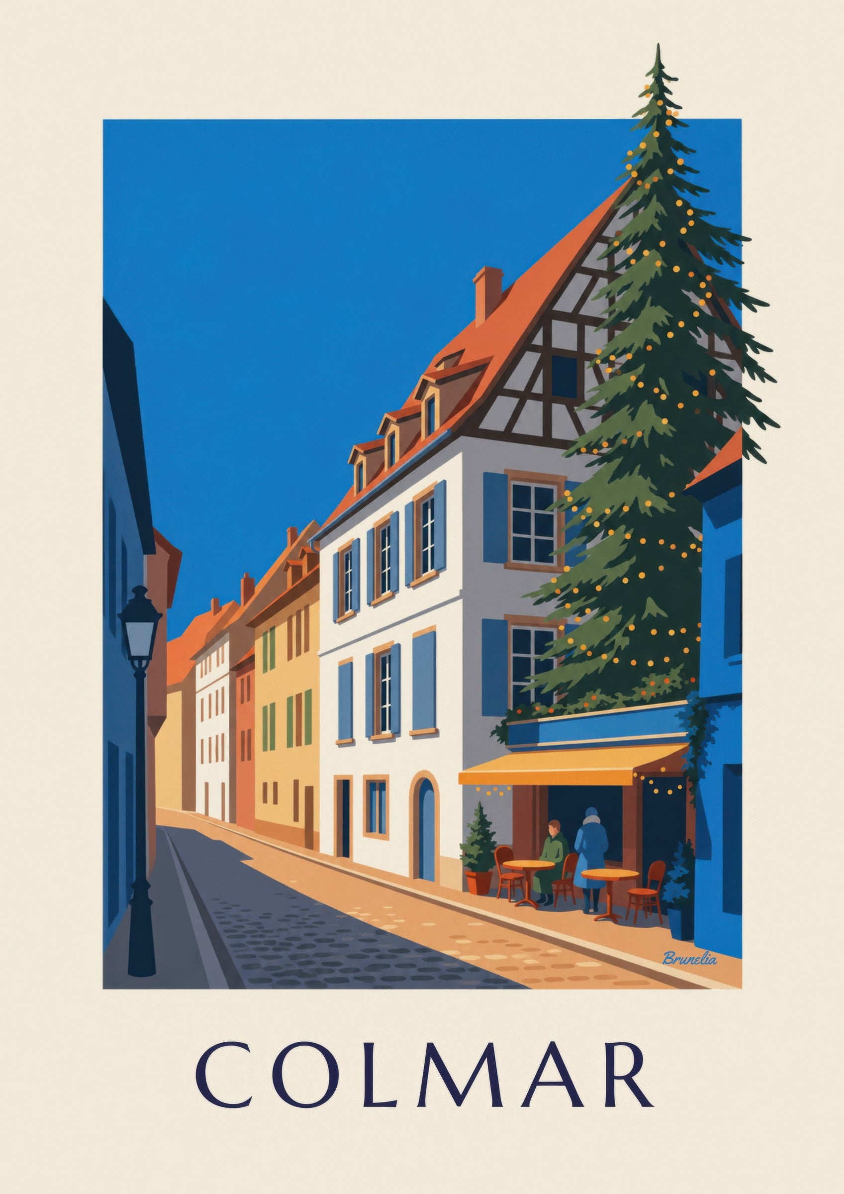 Poster di Colmar illuminata a Natale, nel quartiere della Poissonnerie: dettaglio in primo piano