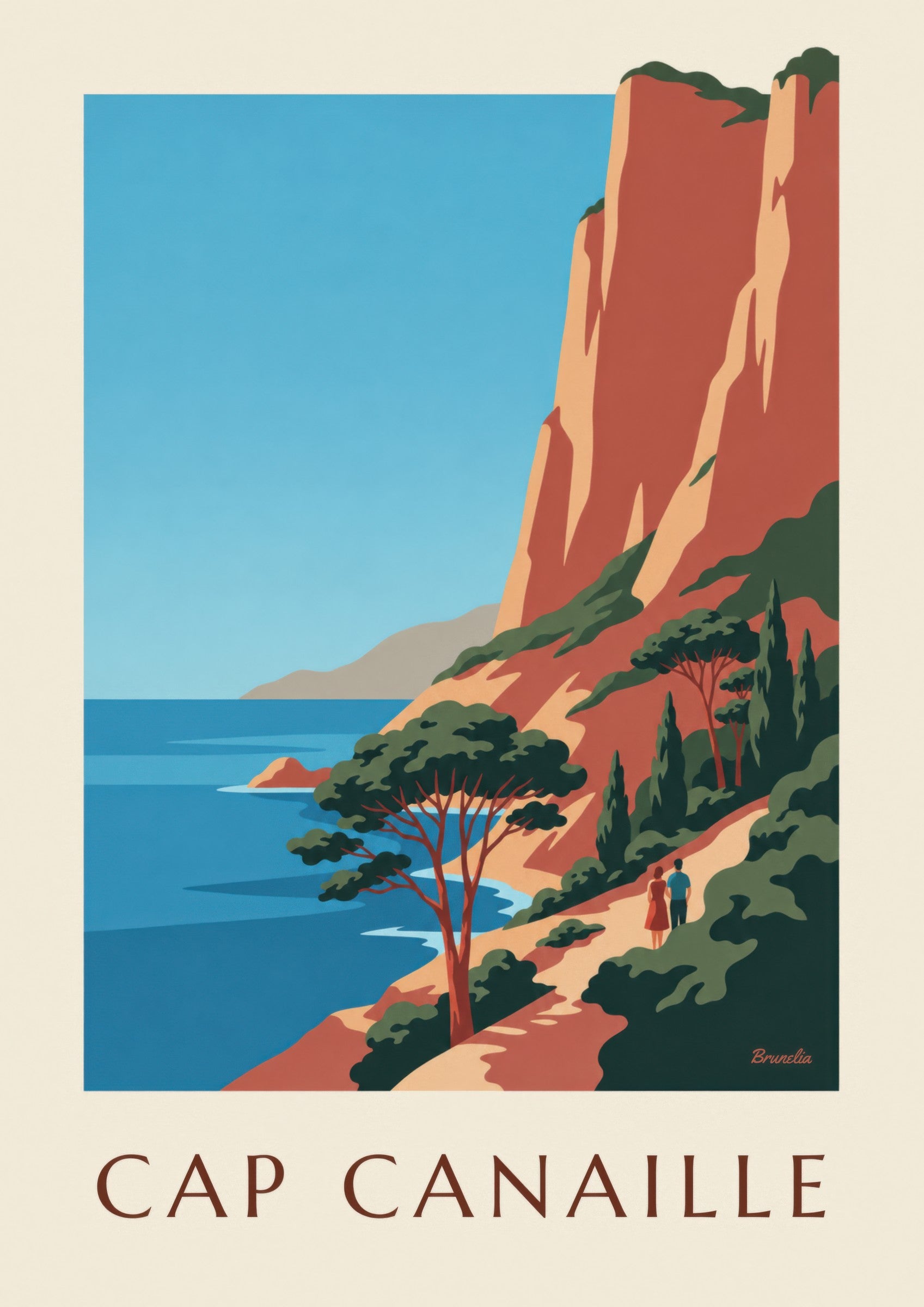 Affiche Cap Canaille, falaises rouges et mer bleue: dettaglio in primo piano
