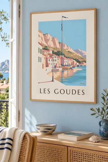 Poster del porto di Les Goudes al tramonto : incorniciato alla parete