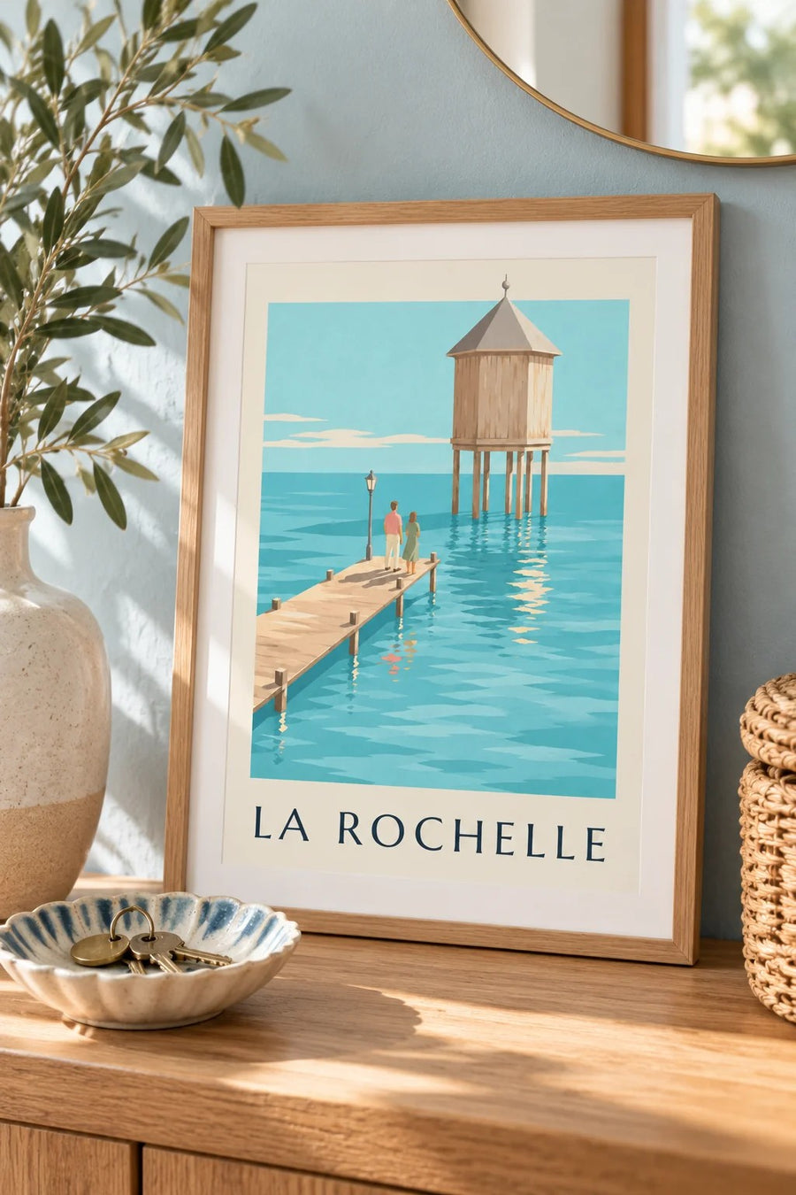 Poster del faro del Bout du Monde a La Rochelle : piccolo formato A4 con cornice