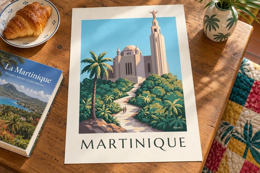 Poster della Martinica, chiesa del Sacro Cuore di Balata : appoggiato su un tavolo