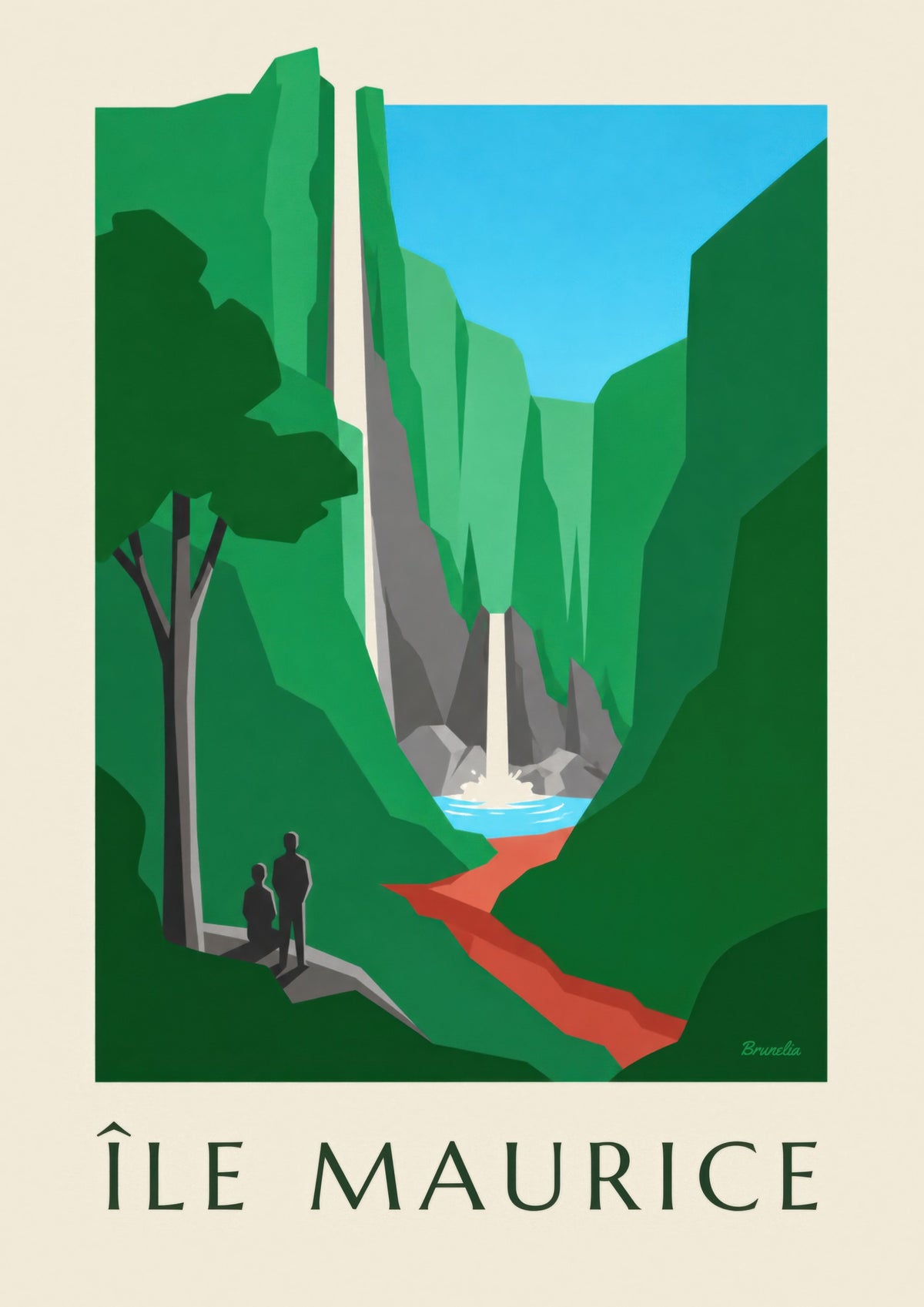 Poster dell’isola Mauritius, cascata di Chamarel (titolo ISOLA MAURITIUS)