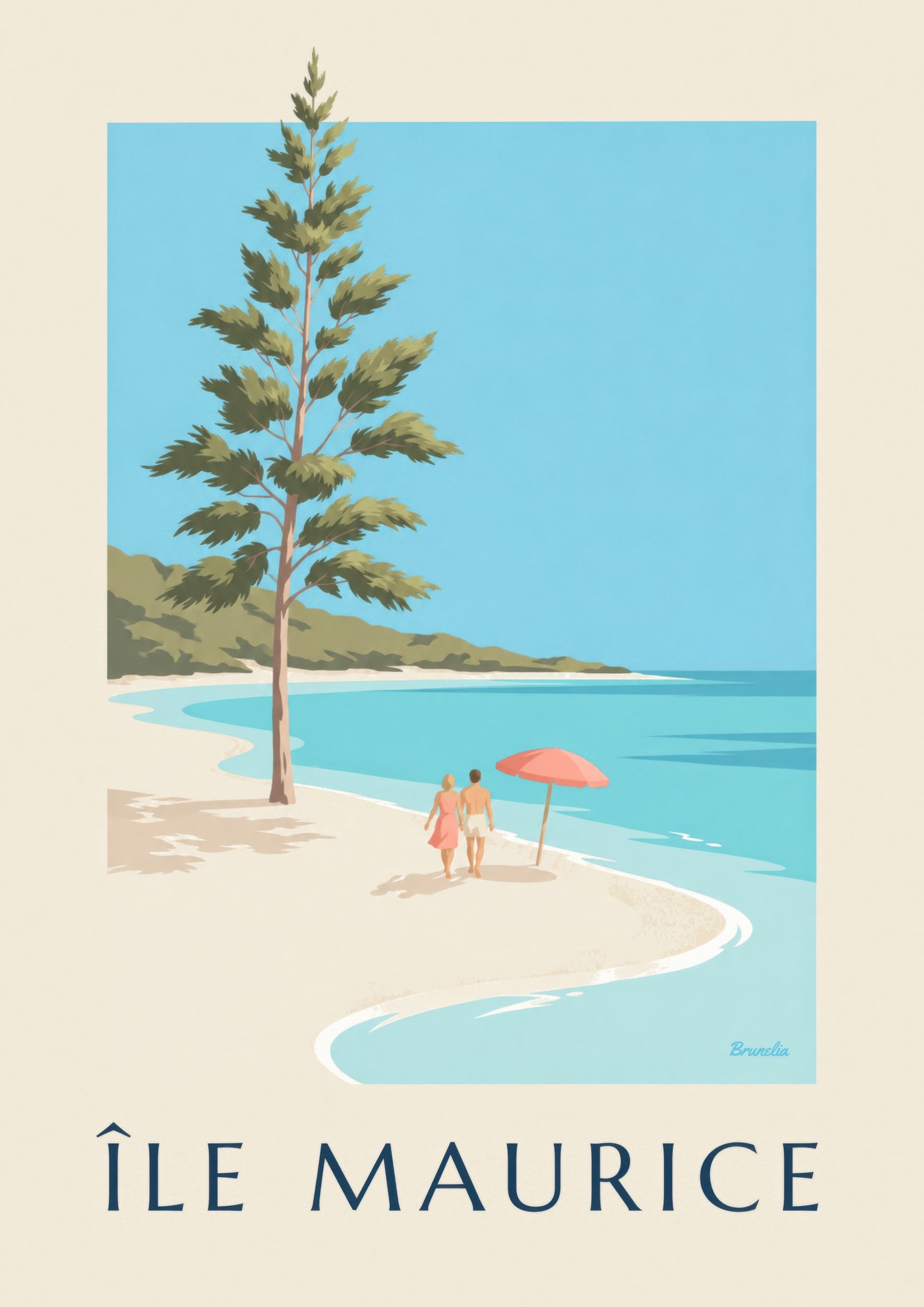 Poster Mauritius, spiaggia di Blue Bay (titolo ÎLE MAURICE): dettaglio in primo piano