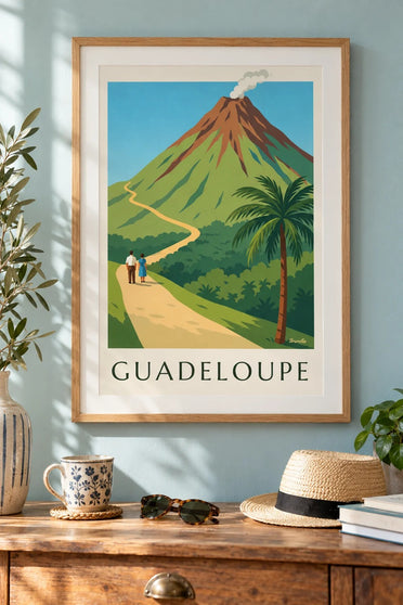 Poster Guadalupa, vulcano della Soufrière : incorniciato alla parete