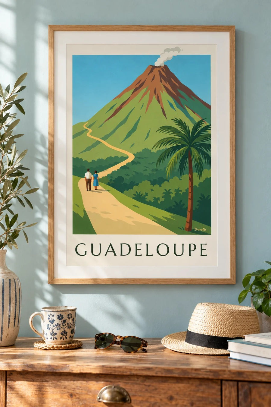 Poster Guadalupa, vulcano della Soufrière : incorniciato alla parete