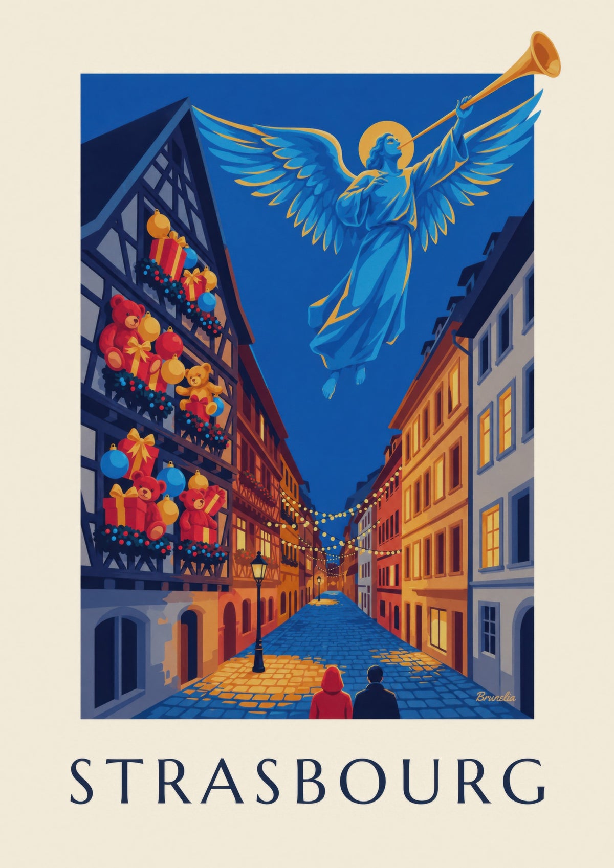 Affiche di Strasburgo a Natale, angelo luminoso