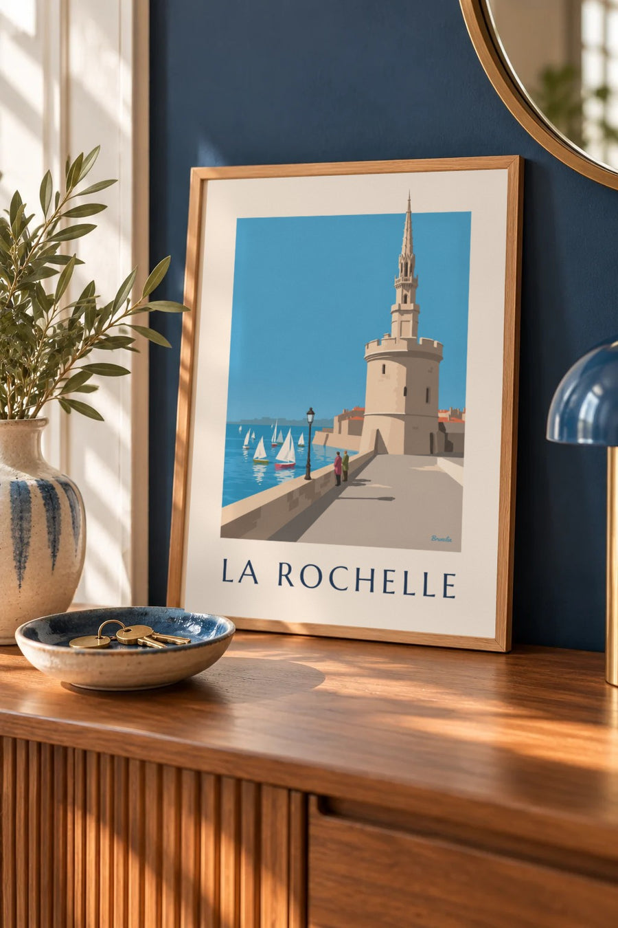 Affiche della Torre della Lanterna a La Rochelle : piccolo formato A4 con cornice