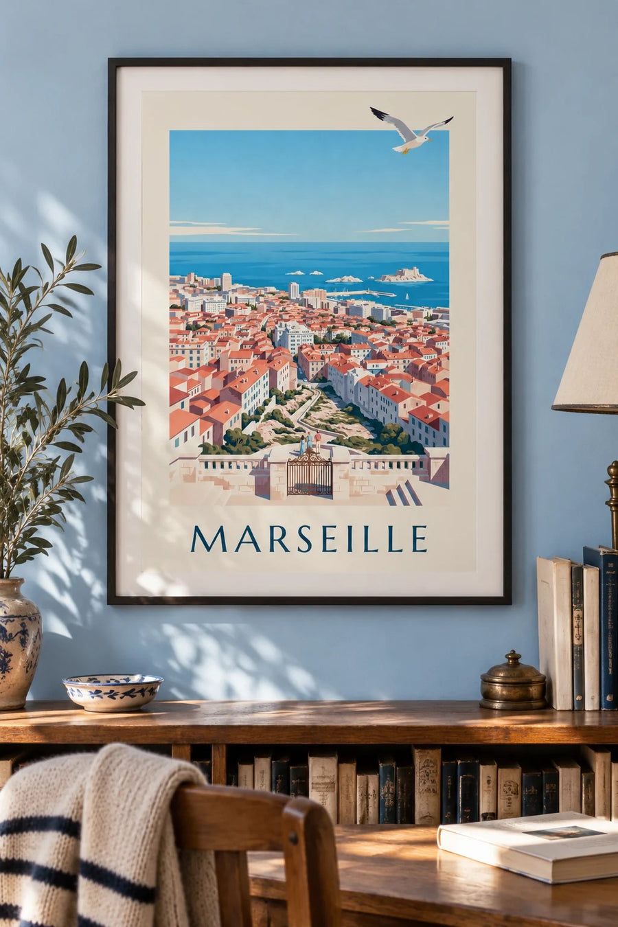 Poster con vista su Marsiglia da Notre-Dame-de-la-Garde : incorniciato alla parete