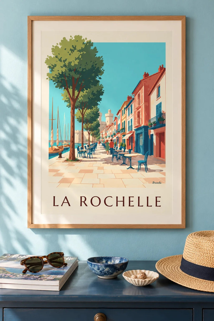 Poster del Gabut a La Rochelle, con case colorate : incorniciato alla parete