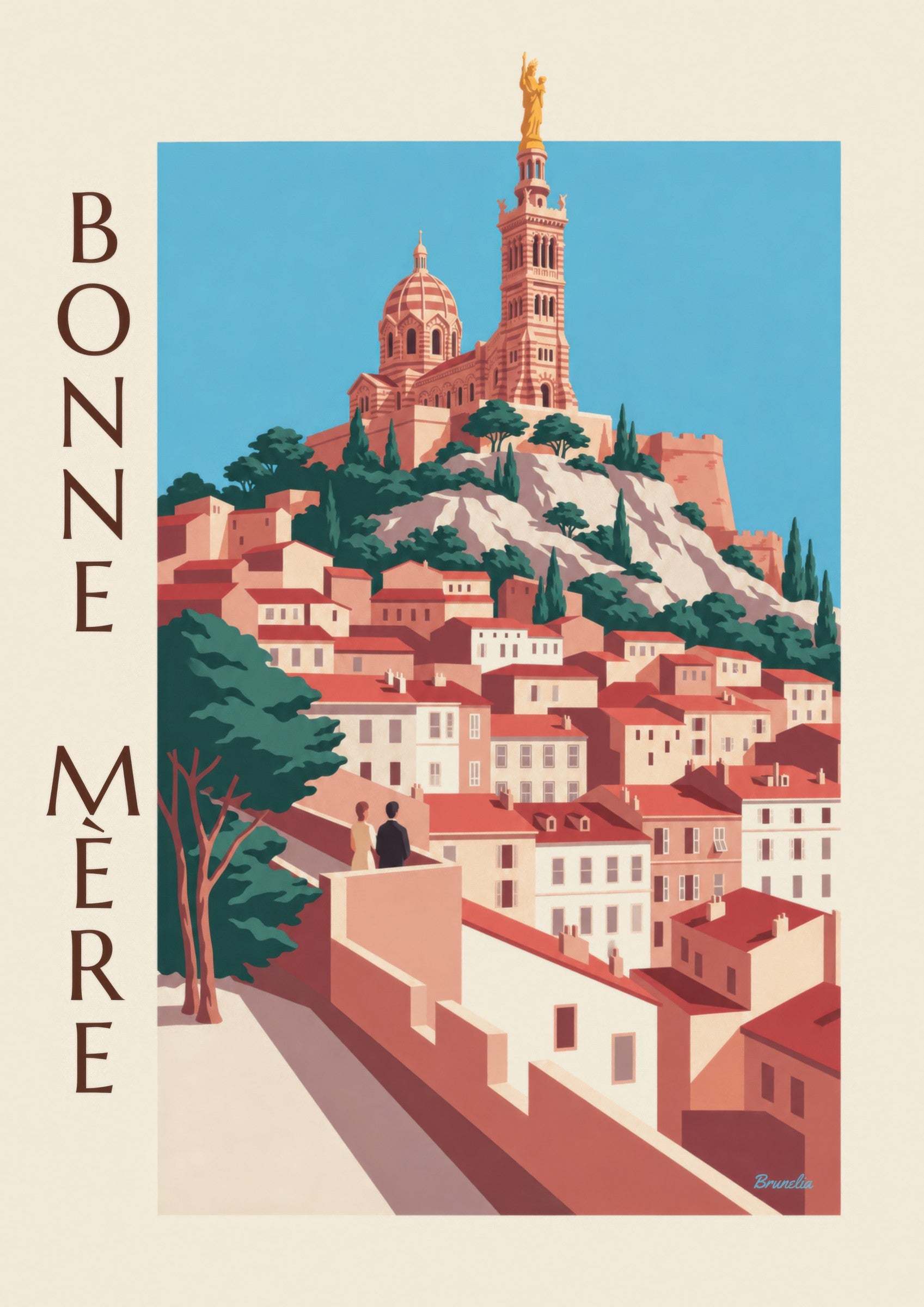 Affiche Notre-Dame-de-la-Garde à Marseille: dettaglio in primo piano