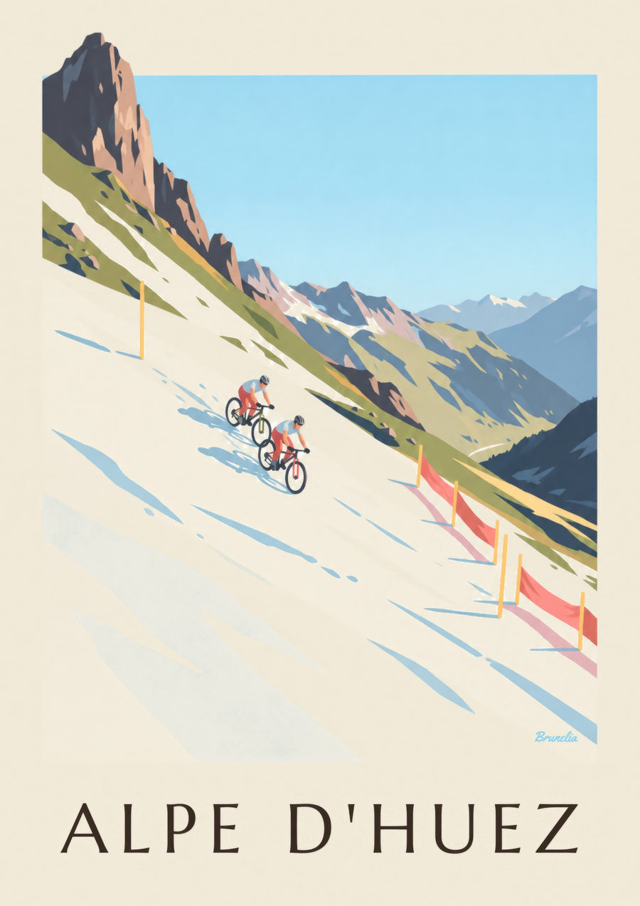 Affiche Alpe d'Huez, VTT sur la neige
