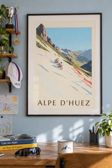 Affiche Alpe d’Huez, mountain bike sulla neve : incorniciato alla parete