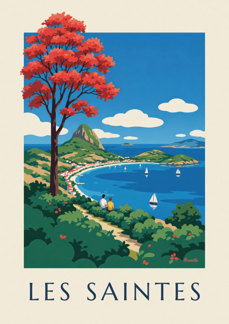 Affiche Guadeloupe, baie des Saintes à Terre-de-Haut