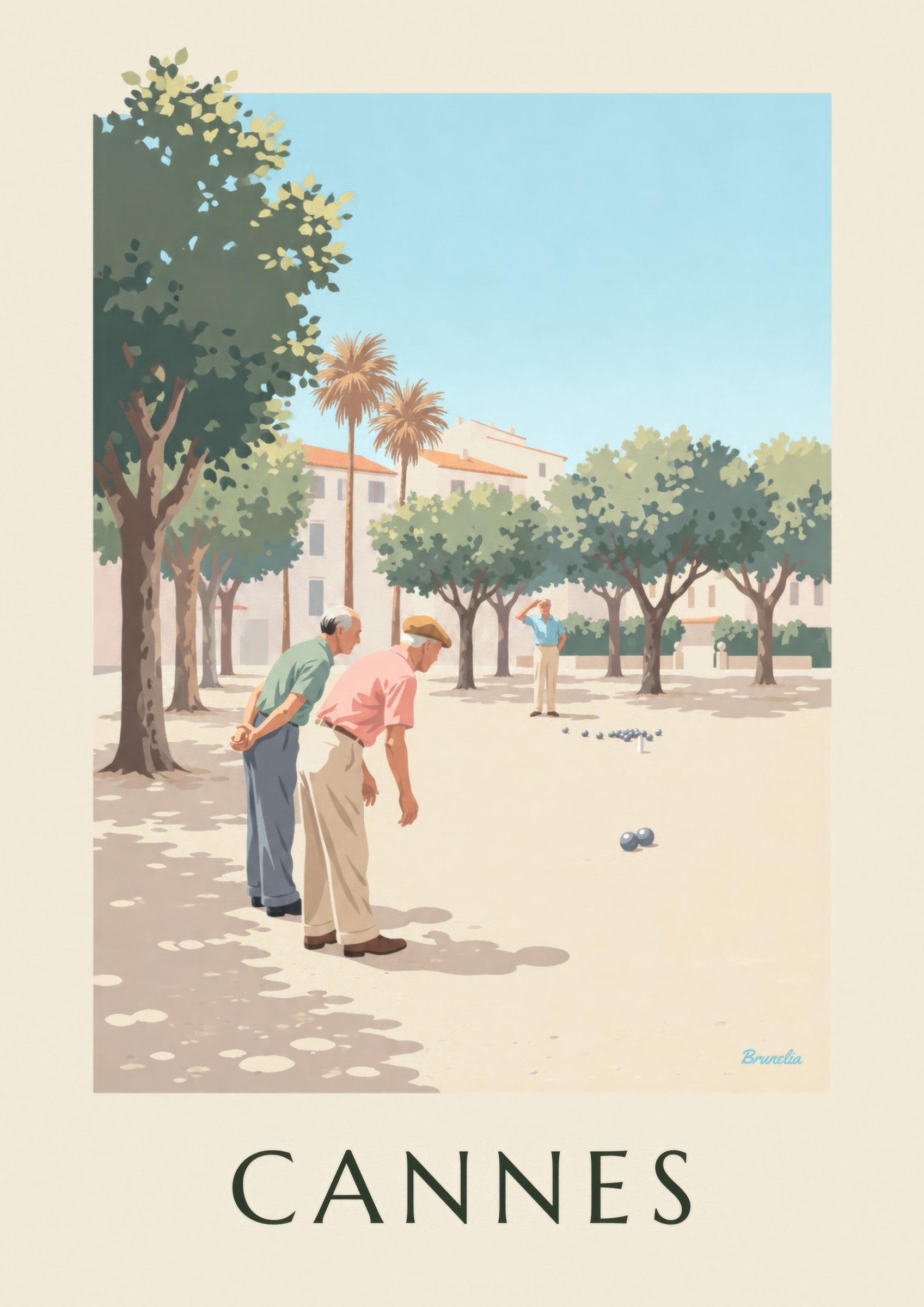 Affiche pétanque sous les platanes à Cannes: dettaglio in primo piano