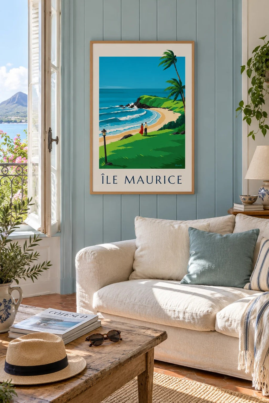 Poster Isola di Mauritius, costa selvaggia di Gris-Gris (titolo ÎLE MAURICE) : incorniciato alla parete