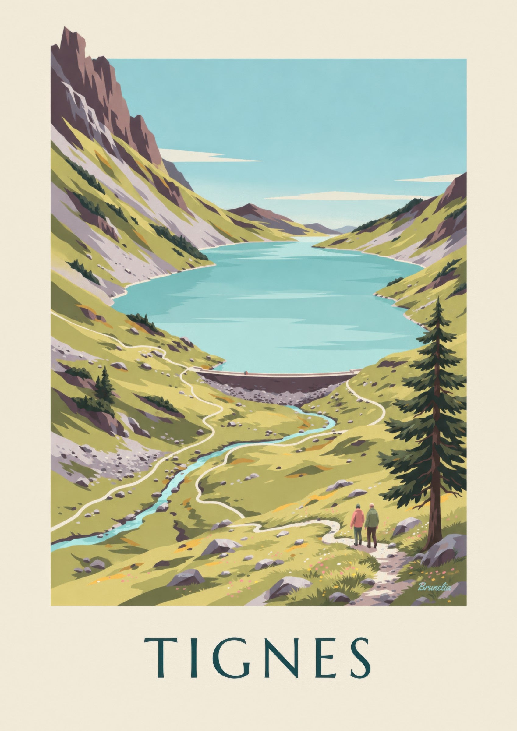 Affiche Tignes, lac turquoise de la Sassière: dettaglio in primo piano
