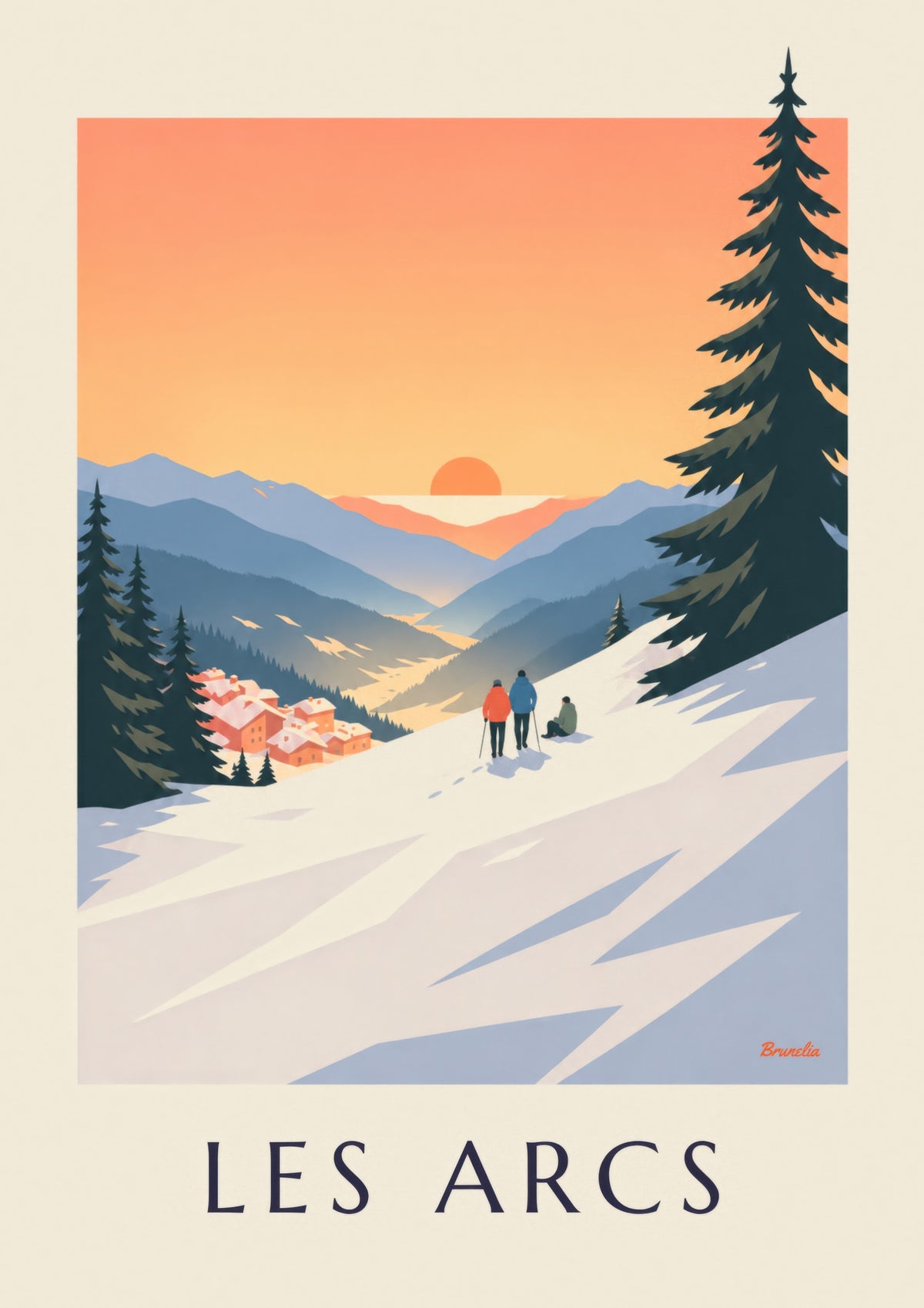Poster di Les Arcs, tramonto su Arc 1800