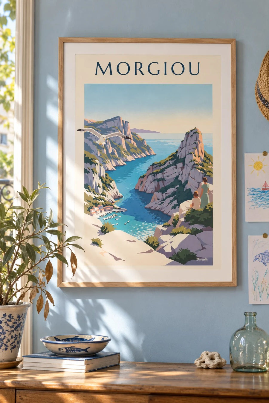 Affiche calanque de Morgiou à Marseille : encadrée au mur