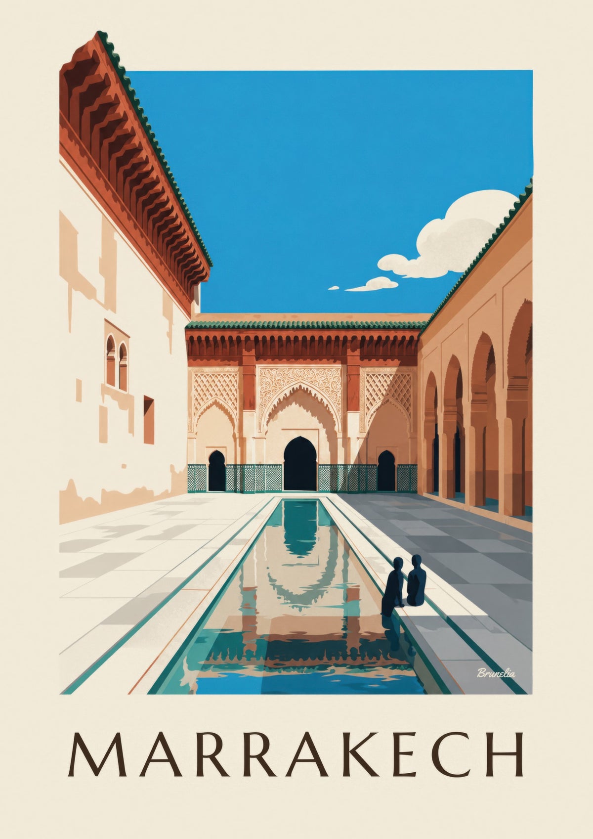 Poster del cortile della madrasa Ben Youssef a Marrakech